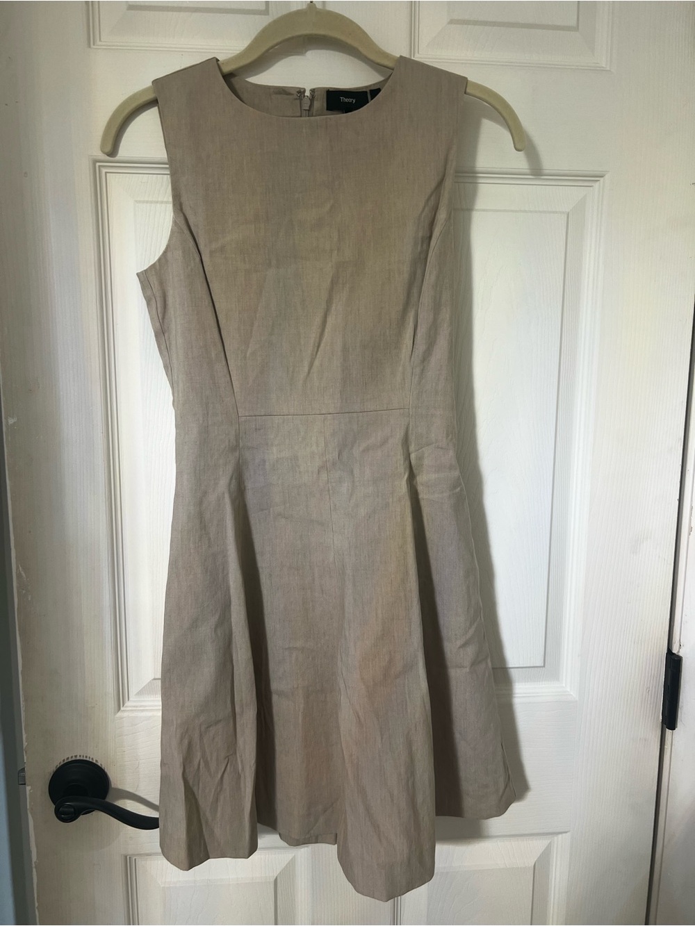 Theory Sleeveless A-Line Dress in Beige Taupe